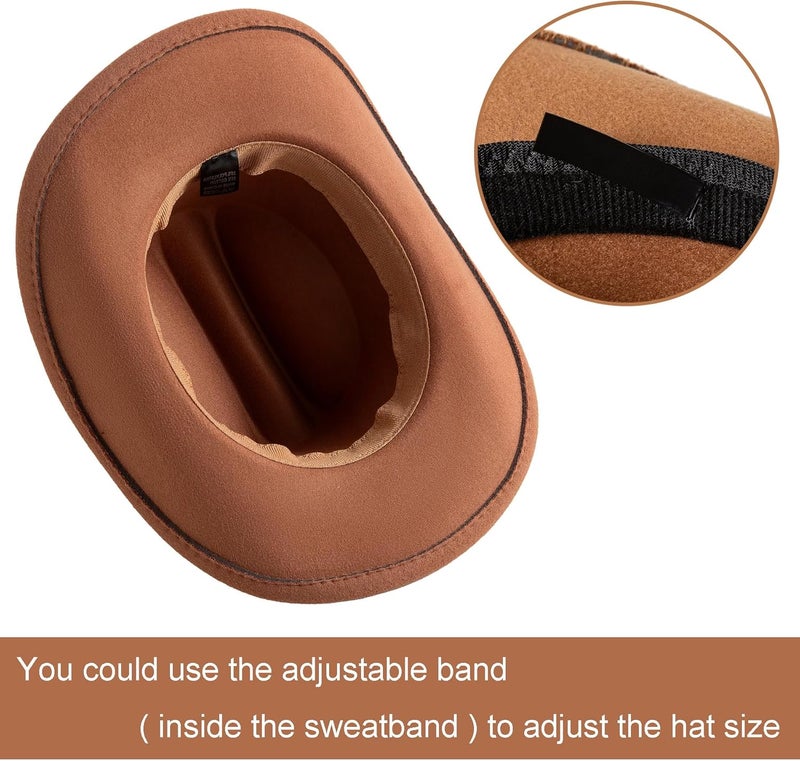 Jastore Kids Western Cowboy Hat for Girl Boy Wide Brim Beach Cowgirl Hat with Belt Buckle Cattleman Cowboys Hats - Image 4